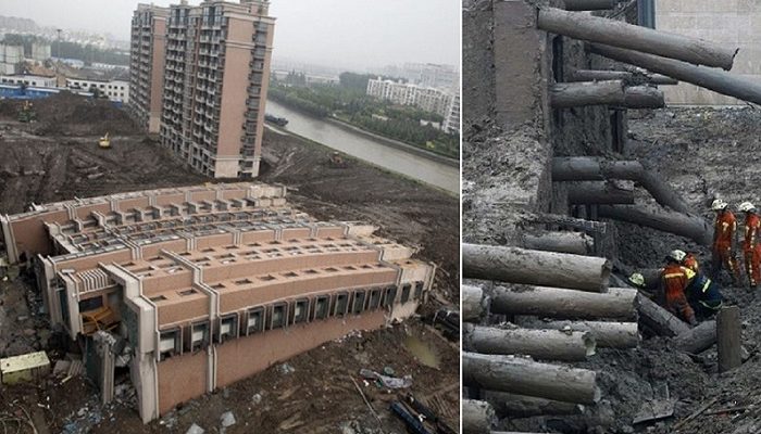 Made in China: многоэтажный дом упал, но не рассыпался